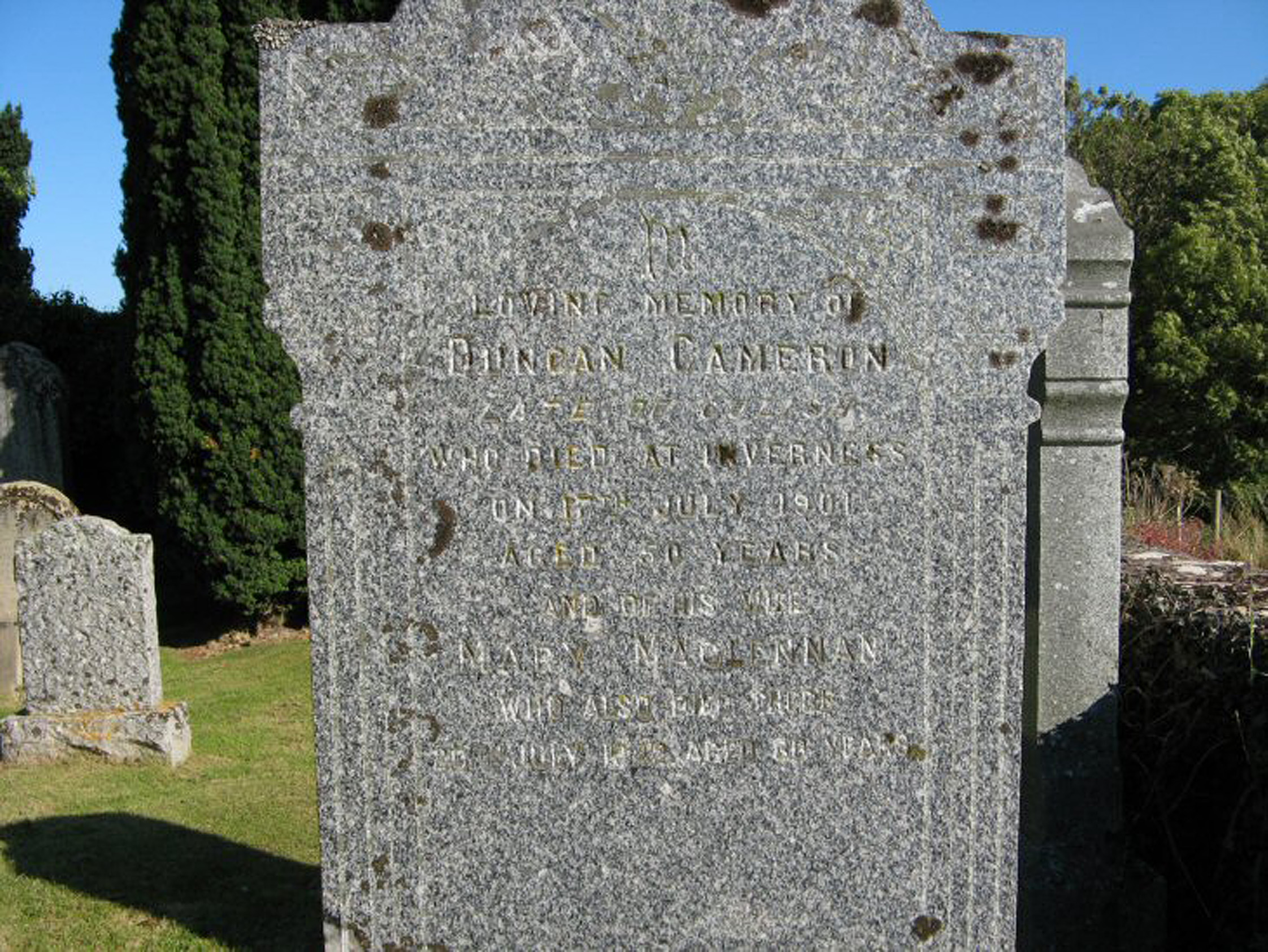 Photo of headstones/Mary MacLennan died 1942 MI Kilmuir, Knockbain